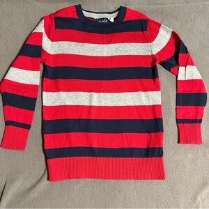 The Children’s Place Striped Sweater in Red, Navy, and Gray Holiday Size 5/6
